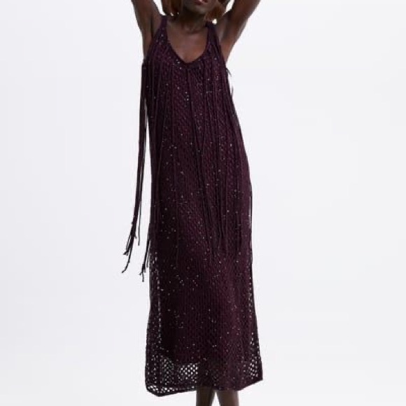 burgundy sequin dress zara ZITA DRESS main image 0